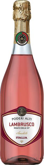 Вино рожеве ігристе напівсолодке Poderi Alti Lambrusco dell'Emilia, 0,75 л. 7,5%